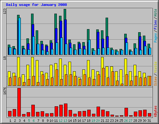 Daily usage for January 2008