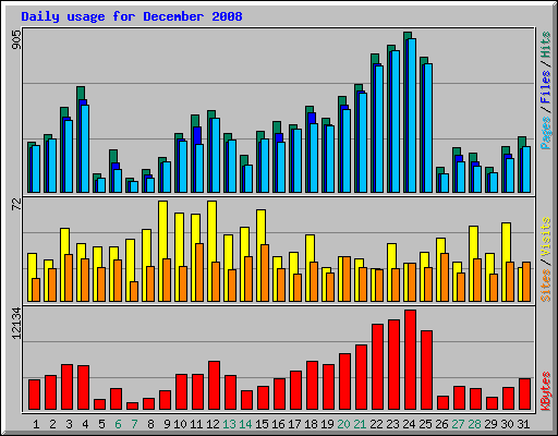 Daily usage for December 2008