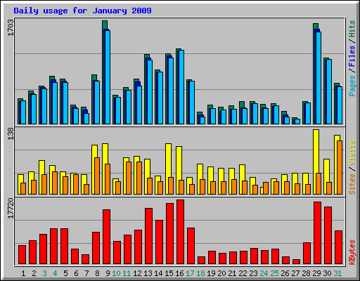 Daily usage for January 2009