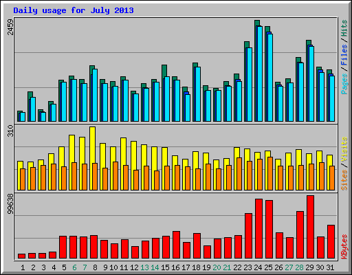 Daily usage for July 2013