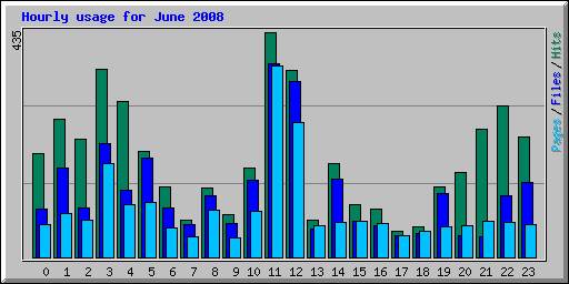 Hourly usage for June 2008