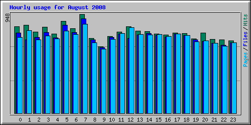 Hourly usage for August 2008